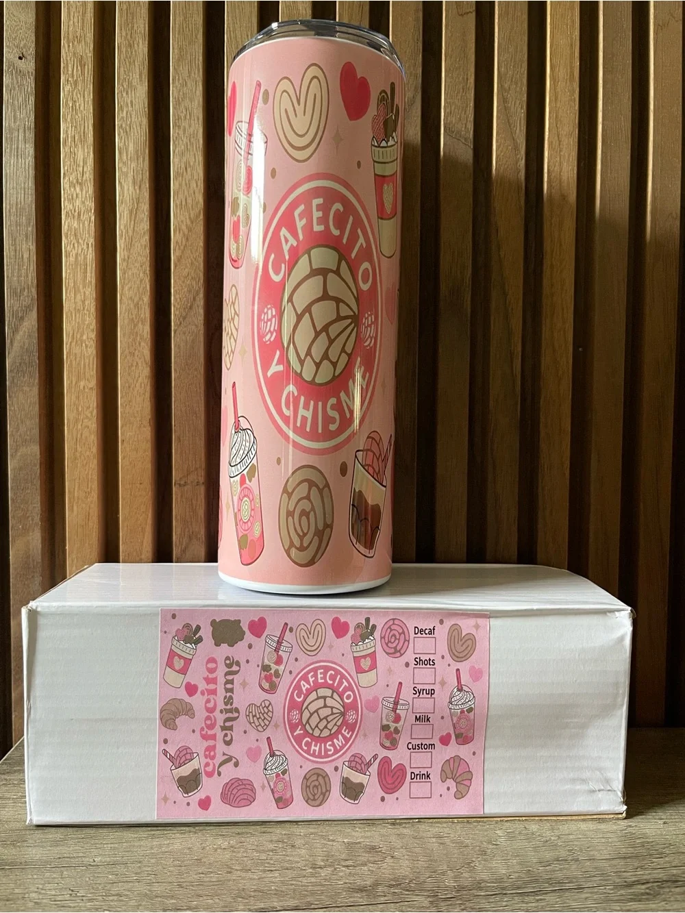 Cafécito y Chisme Pink Insulated Tumbler - Unbranded 20 oz